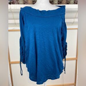 We the Free ruched sleeve off or on shoulder boho top oversized all cotton ❤️